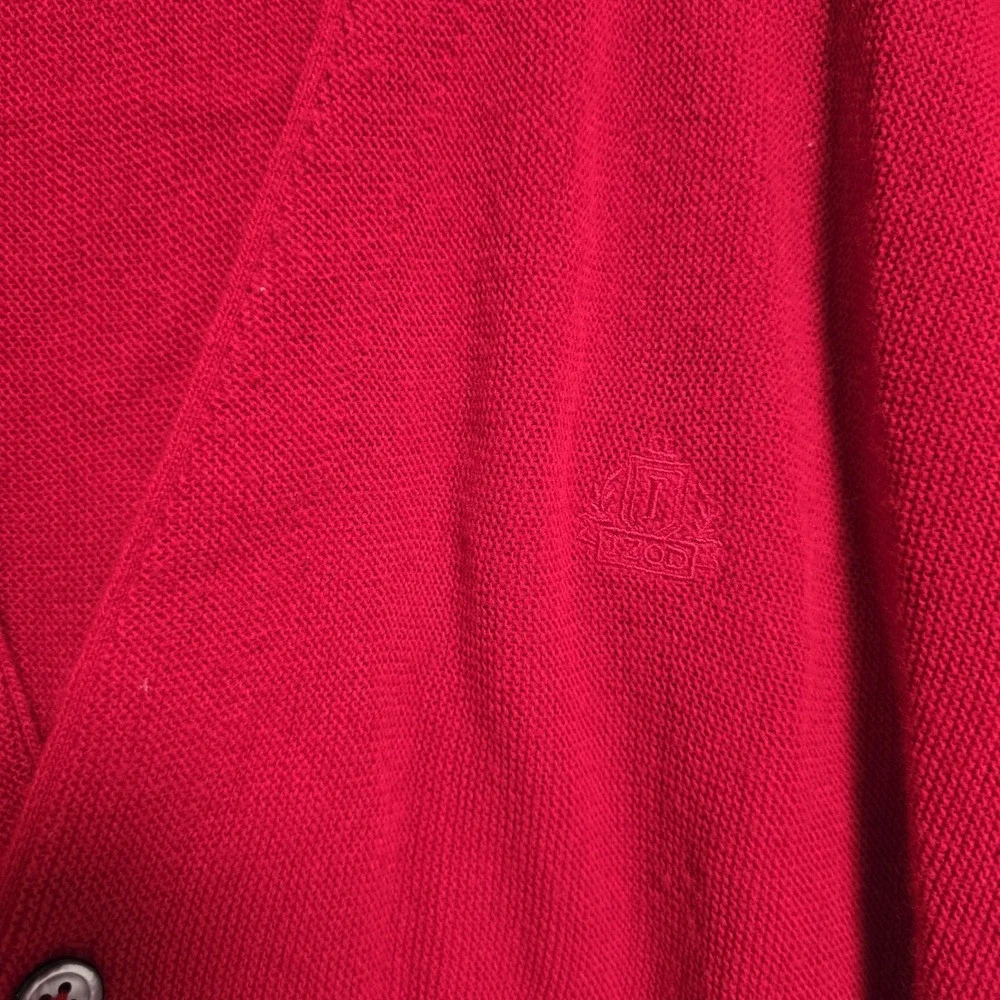 Vintage IZOD Sweater Mens Large Red Cardigan Crest Logo‎ Made USA Acrylic